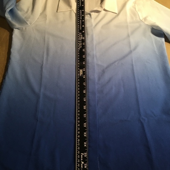 calvin KLEIN 100% Polyester OMBRE DIP DYE Roll Tab Blouse, NWOT, Size Small - Picture 6 of 7